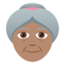 👵🏽 old woman: medium skin tone display on JoyPixels